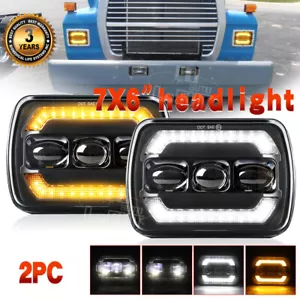 2PCS DOT 7x6" 5x7" LED Headlight Turn Signal DRL For Ford L9000 L800 LN700 Truck - Picture 1 of 10