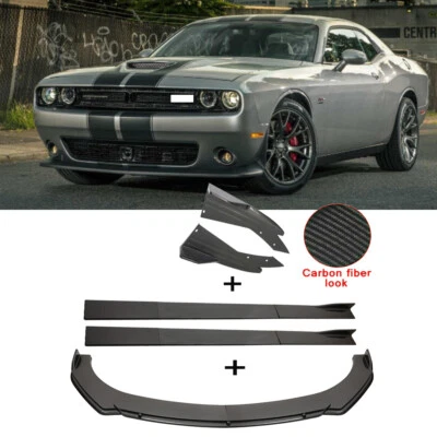 Falda lateral divisor de labios parachoques delantero y trasero de fibra de carbono para Dodge Challenger SRT  Foto 1 de 4