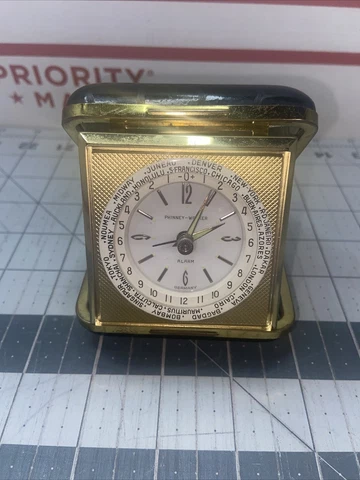VINTAGE PHINNEY WALKER GERMANY WORLD TRAVEL ALARM CLOCK Cover