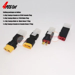 4pcs/Lot Big Tamiya Connector to XT60 Dean T plug for RC Lipo Battery ESC Motor - Picture 1 of 12