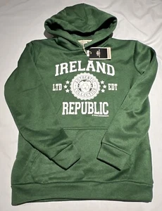 Ireland Republic Hoodie Mens Medium Green White Screen Print Logo New With Tags - Picture 1 of 9