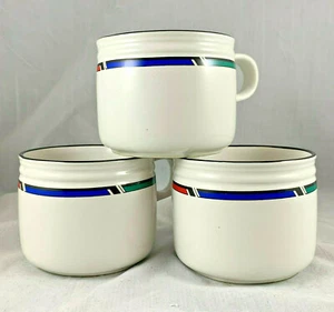 STUDIO NOVA COLOR RINGS (3) OVEN TO TABLE Y2304 COLOR BLOCK COFFEE MUG CUP LOT - Picture 1 of 8