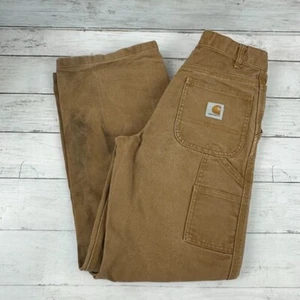 Carhartt Boys Size 12 Carpenter Pants Brown 24x26" Canvas - Picture 1 of 13