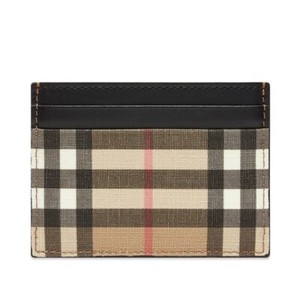 Genuine Burberry Sandon Vintage Check and Leather Canvas Card Case 4 Card Slots