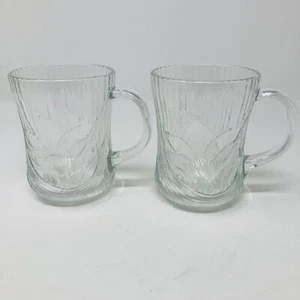 Arcoroc Canterbury Embossed Tulip Clear Glass Mugs France 10 oz Set Of 2 - Picture 1 of 10