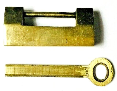 Vintage Chinese Brass Traditional 1 5/8" Pad Lock with Key Cover