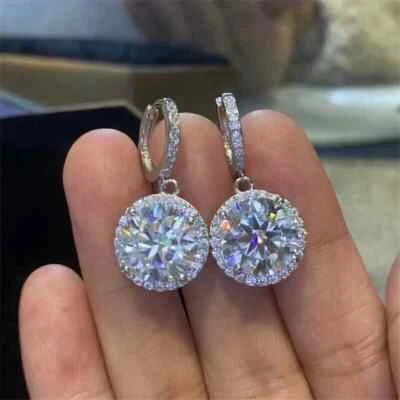 2Ct Pear Cut Lab Created Green Emerald Drop Dangle Earring 14k White Gold Plated - Image 1 of 4