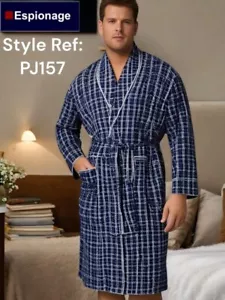 Navy Espionage Blue Check Dressing gown 2xl,3xl,4xl,5xl,6xl,7xl,8xl - Picture 1 of 1