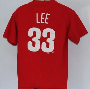 MLB Philadelphia Phillies Cliff Lee Majestic Men's Medium Red T Shirt - Picture 1 of 3