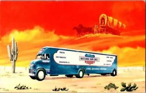 Postal postal de National Vans Lines correo publicitario cromado con matasellos 1957 - Imagen 1 de 2