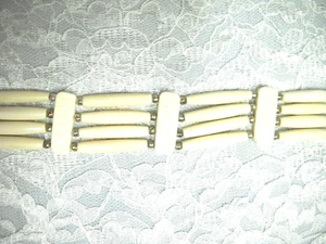 WESTERN 4 ROW WHITE BUFFALO BONE CHOKER NECKLACE / ARM BAND / COWBOY HAT BAND - Picture 1 of 1