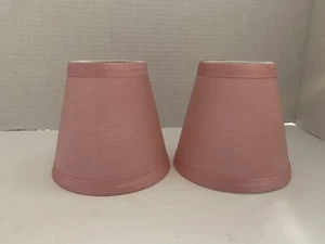 Pink Satin Lamp Shades 4" Clip On bulb - Set of 2 - Picture 1 of 5