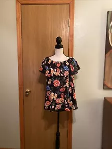 Cupio Medium Multi-Color w/Floral Print Off-the-Shoulder Blouse - EUC - Bild 1 von 4
