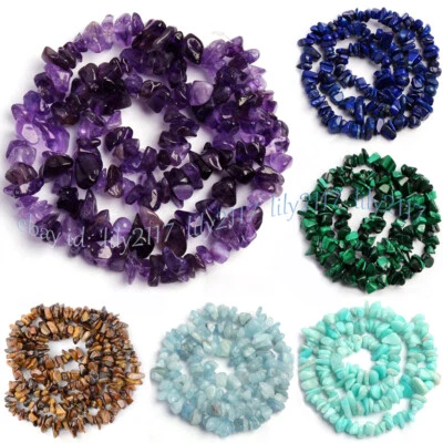 Piedras preciosas naturales múltiples grava irregulares pepita astilla cuentas sueltas hilo de 15"" Foto 1 de 4