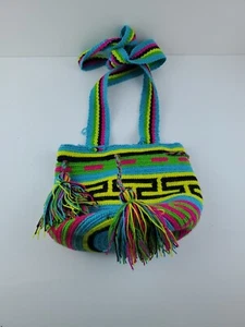 *Authentic* Wayuu Mochila Handmade Colombian Bag - Neon Colorful Bag - Small - Picture 1 of 17