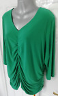 Nightingales Size 24 Jade Green Soft Stretchy Ruched Blouse Top Lined NEW