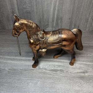 Scultura cavallo alluminio pressofuso vintage anni 50 placcato rame alto 10” made in USA - Foto 1 di 22