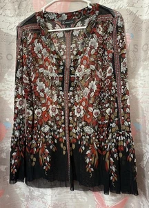 INC International Concepts Women's Floral Multi Tunic Top XL  Bell Long Sleeve - Picture 1 of 11