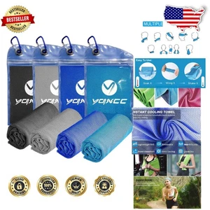 4 Pack Microfiber Cooling Towels - Instant Chill for Sports & Fitness - Picture 1 of 8
