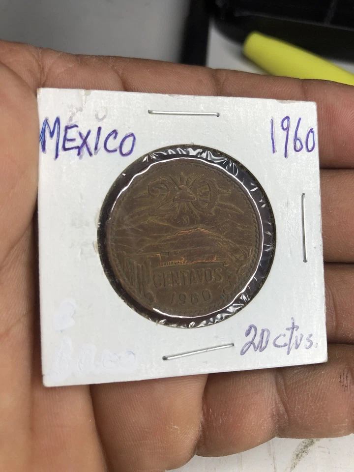 México 1960 🇲🇽 20 centavos circulados colorida  Foto 1 de 4