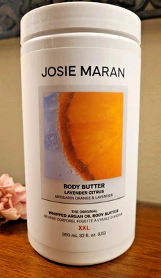 Josie Maran XXL Whipped 摩洛哥坚果油身体黄油 32 盎司大号 LAVENDER CITRUS 密封 — 第 1/4 张图片