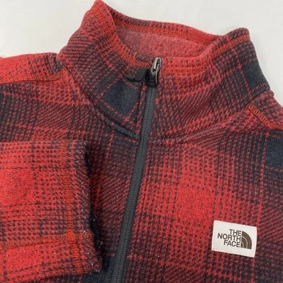 The North Face Herren S Buffalo rot schwarz kariert Half Zip Fleece gefüttert Pullover - Bild 1 von 4