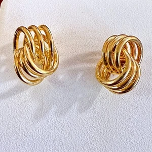 14K Gelbgold leichte bequeme Röhrenknoten Ohrstecker 0,9 Gramm - Bild 1 von 9