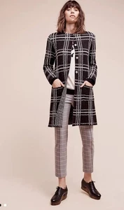 Sanctuary lange Pullover-Jacke, schwarz/weiß kariert, Large, gebraucht, in einwandfreiem Zustand - Bild 1 von 7