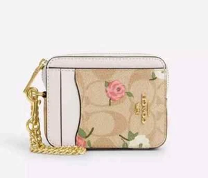 Astuccio porta carte Coach CR971 con zip nuovo con etichetta in tela firmato con stampa floreale - Foto 1 di 2