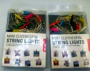 Kikkerland MINI Clothspin String Lights, 20 Warm LEDLights w/ 10 Mini Clothespin - Picture 1 of 6