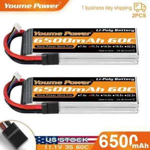 2Pcs 11.1V 6500mAh 3S LiPo Battery 60C For RC Tr Car Truck Buggy Boat FPV - Picture 1 of 6