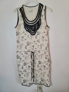 Greylin Dress Ivory Unique print Pattern Black Accent Sleeveless Womens Small - Picture 1 of 5