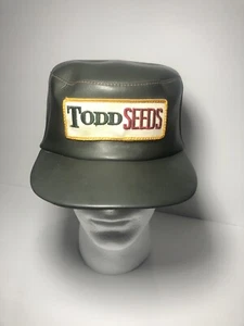 Vintage Todd Seeds Patch erweiterter Vinylhut mit herunterklappbarer Ohrabdeckung. Bauernhof Ag. USA - Bild 1 von 6