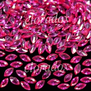 Pietra preziosa naturale certificata Mogok rosso rubino pulizia occhi 3x2 mm forma marchesa 10 pezzi - Foto 1 di 6