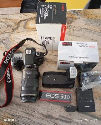 Canon EOS 60D Digital camera 18.0 MP SLR with 70 mm-300 mm 1:4-5.6 is usm LENS - Image 1 of 4