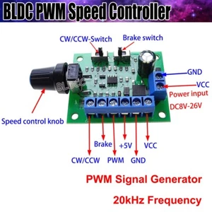 12V/24V BLDC Brushless DC Motor Speed Controller DC 8V-26V High-Frequency 20kHz - Picture 1 of 7