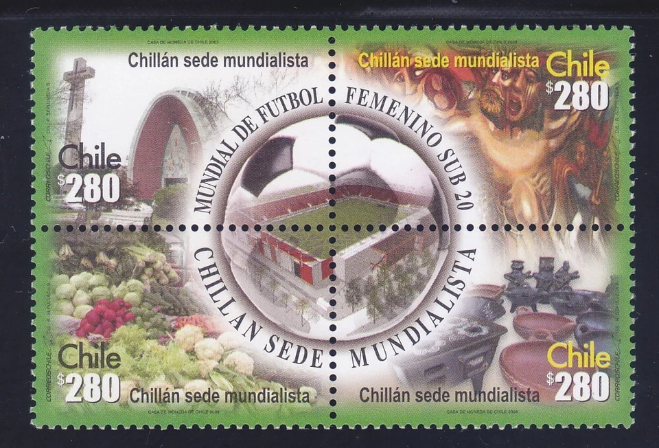 Chile 1507 MNH 2008 Femenino Sub 20 - Campeonato Mundial de Fútbol Bloque de 4 Foto 1 de 1