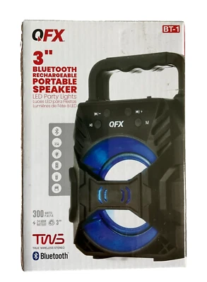 NEW QFX BT-1 Bluetooth Rechargeable 3" Mini Party Speaker w/Disco Light - Image 1 of 4