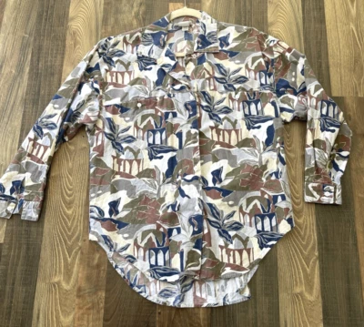 Винтажная хлопковая рубашка чероки с принтом на пуговицах размер M 90-е США - Изображение 1 из 4