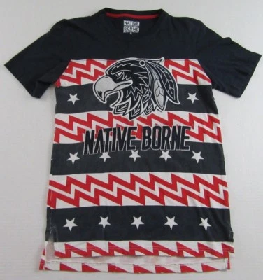 NATIVE BORN 2001 Embroidered American Bald Eagle Flag Style T Shirt Size S - Image 1 of 4
