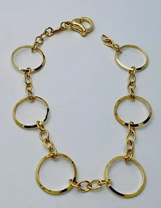 Danecraft 24KT Gold Over 925 Sterling Silver Circle Link Bracelet 7”-8” - Picture 1 of 5