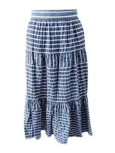 Lauren Ralph Lauren Women's Seersucker Striped Midi Skirt (0, Blue/White Multi) - Picture 1 of 2
