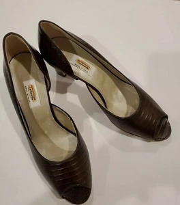 Talbots Womans High Heel 100% Leather Shoes Made In Italy Brown - Picture 1 of 12
