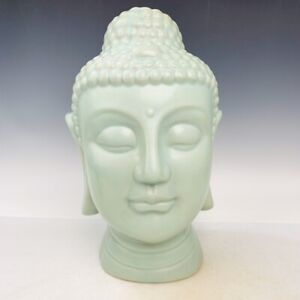 15.2" Rare China Porcelain Song dynasty Ru porcelain Buddha head statue