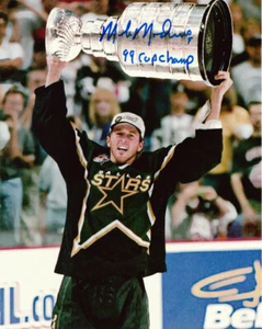 MIKE MODANO AUTOGRAPHED DALLAS STARS 8x10 PHOTO INSCRIBED 99 CUP CHAMPS - Picture 1 of 2