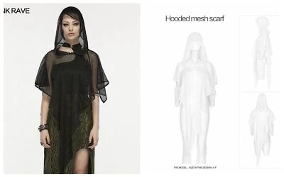 Панк рейв девочка с капюшоном дышащий сетки вязаный шарф Gothic ретро сетки плащ шаль - Изображение 1 из 4