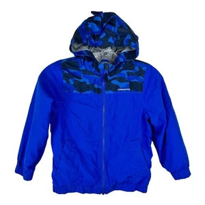 London Fog Boys Dinosaur Hood Jacket Size Small Blue Camo Rain Coat - Picture 1 of 7