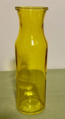 Yellow Glass Bottle Milk Jar Vase Farmhouse Decor - Image 1 of 4