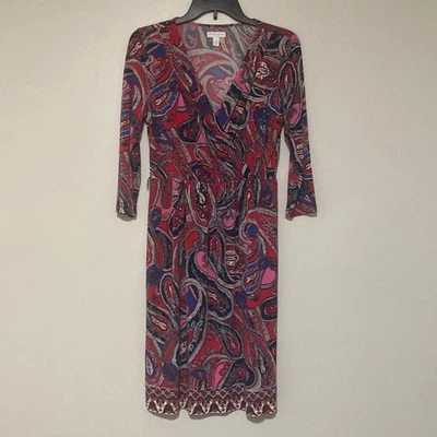 Vestido suave Charter Club cachemir floral manga 3/4 patrón - talla PS Foto 1 de 2