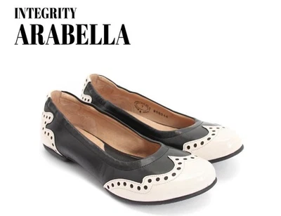 Fluevog EXCELENTE Integrity Arabella Ballet Elastizado Negro/Crema Plano - 8 Foto 1 de 4